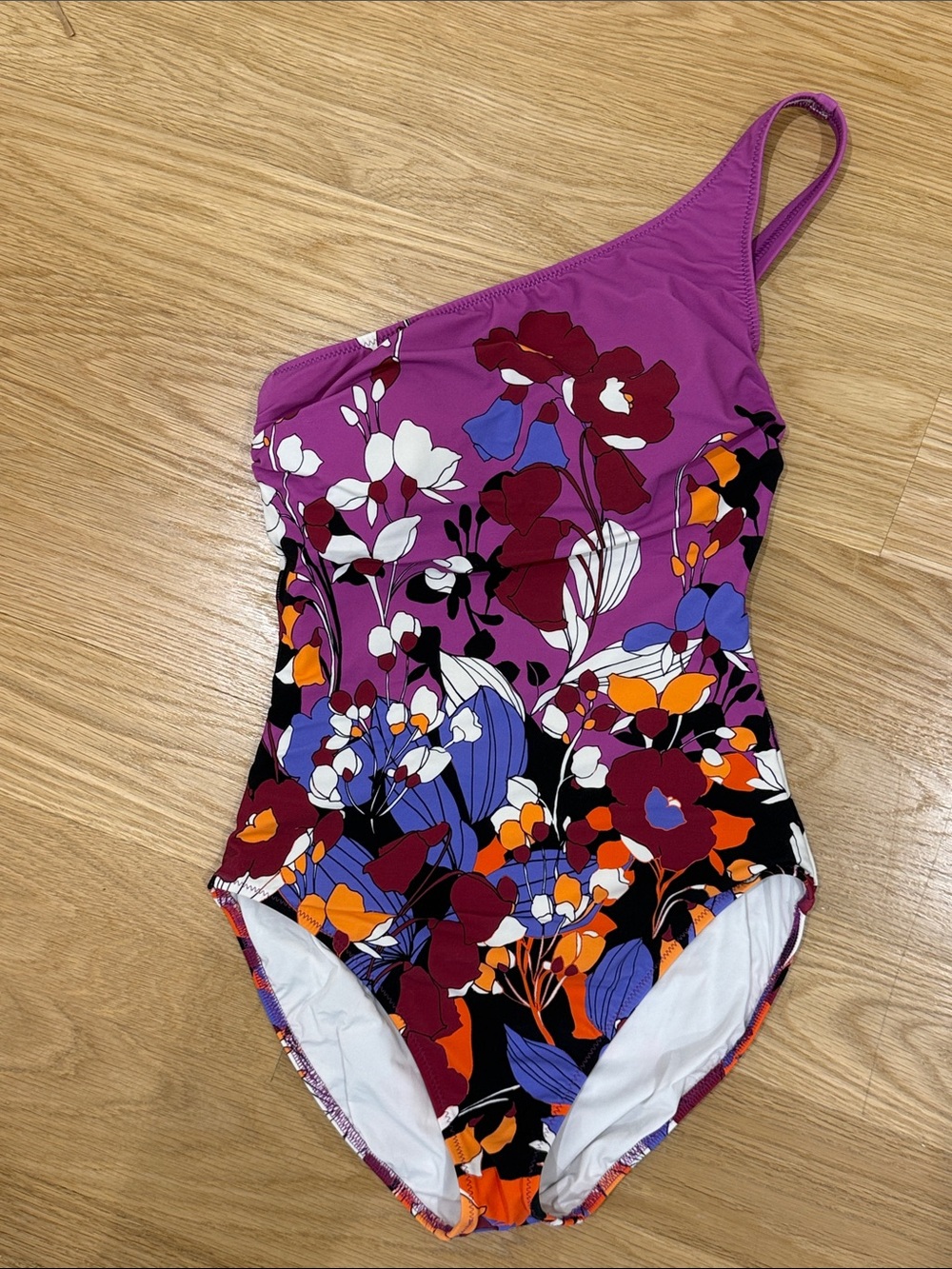 Gottex Purple One-Shoulder Floral One-Piece Swimsuit